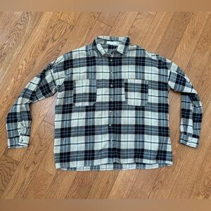 La Hearts Plaid Button-Down Flannel Shirt